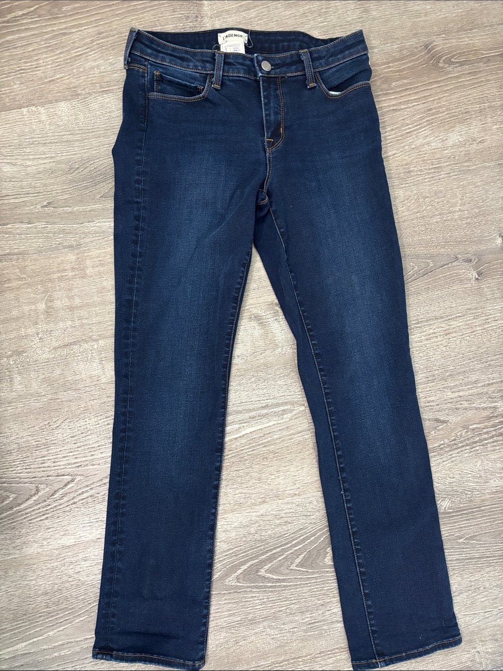 L'AGENCE Coco Midrise Slim Straight Stretch Dark Blue Women Jeans Size 29